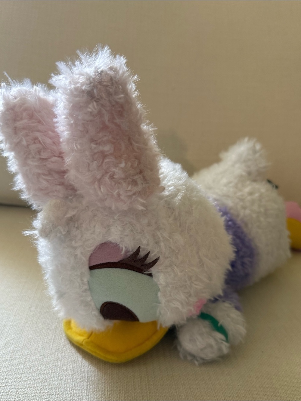 RARE Disney Daisy Duck Lying Plush kawaii Cute JAPAN Pastel Details